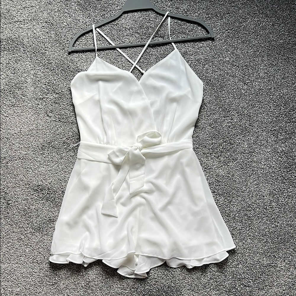 Elegant White Romper with Tie Waist
